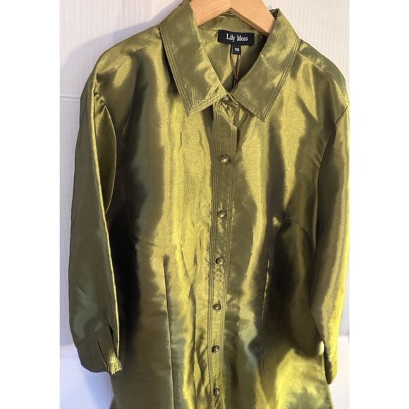 Lily Moss Melanie Lyn Blouse Sz10 Green NWT - Picture 3 of 10